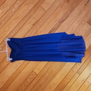 Crown of Hearts medium blue strapless high low dress